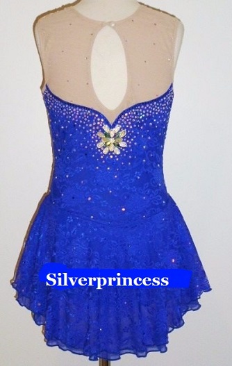 フルオーダ送料無料 ｔs50 ブルー 大会用フィギュアスケートコスチューム